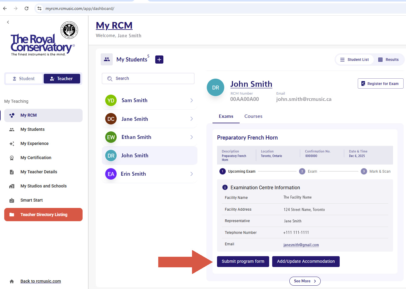 MyRCM dashboard