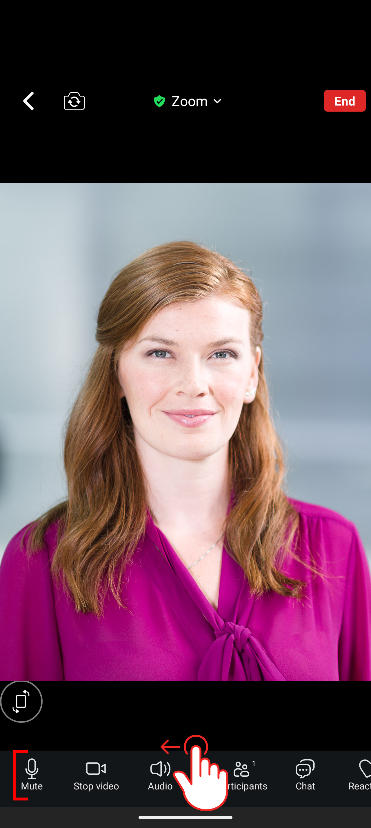 Screenshot highlighting the meeting controls toolbar in the Zoom App