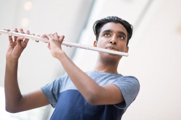 Student with flute